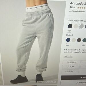 ALO YOGA Accolade Jogger Sweatpant Athletic Heather Grey Size LARGE